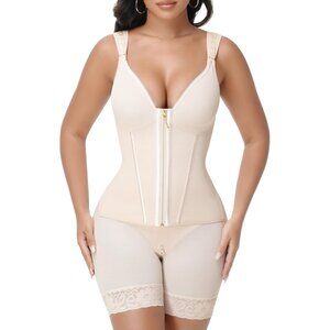 Women's White Shapewear Stage Faja Body Shaper Post Surgery Tummy Control